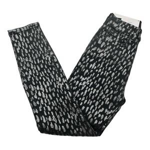 7 For All Mankind High Waist Skinny Jeans Black & Metallic Silver Design Size 24